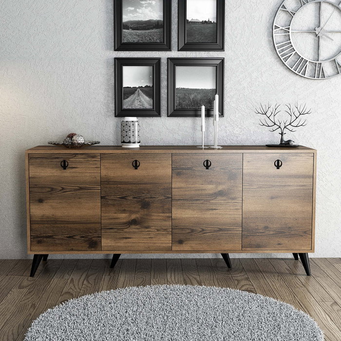 Hanah Home Elite 1616 Consola de Madera Contrachapada Recubierta de Melamina Color Nogal 180x80x45 cm